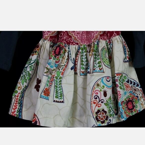 GIGGLE MOON GIRLS SIZE 12 MONTHS DRESS ELEPHANT RUFFLES LONG SLEEVE MULTICOLOR - Picture 7 of 9